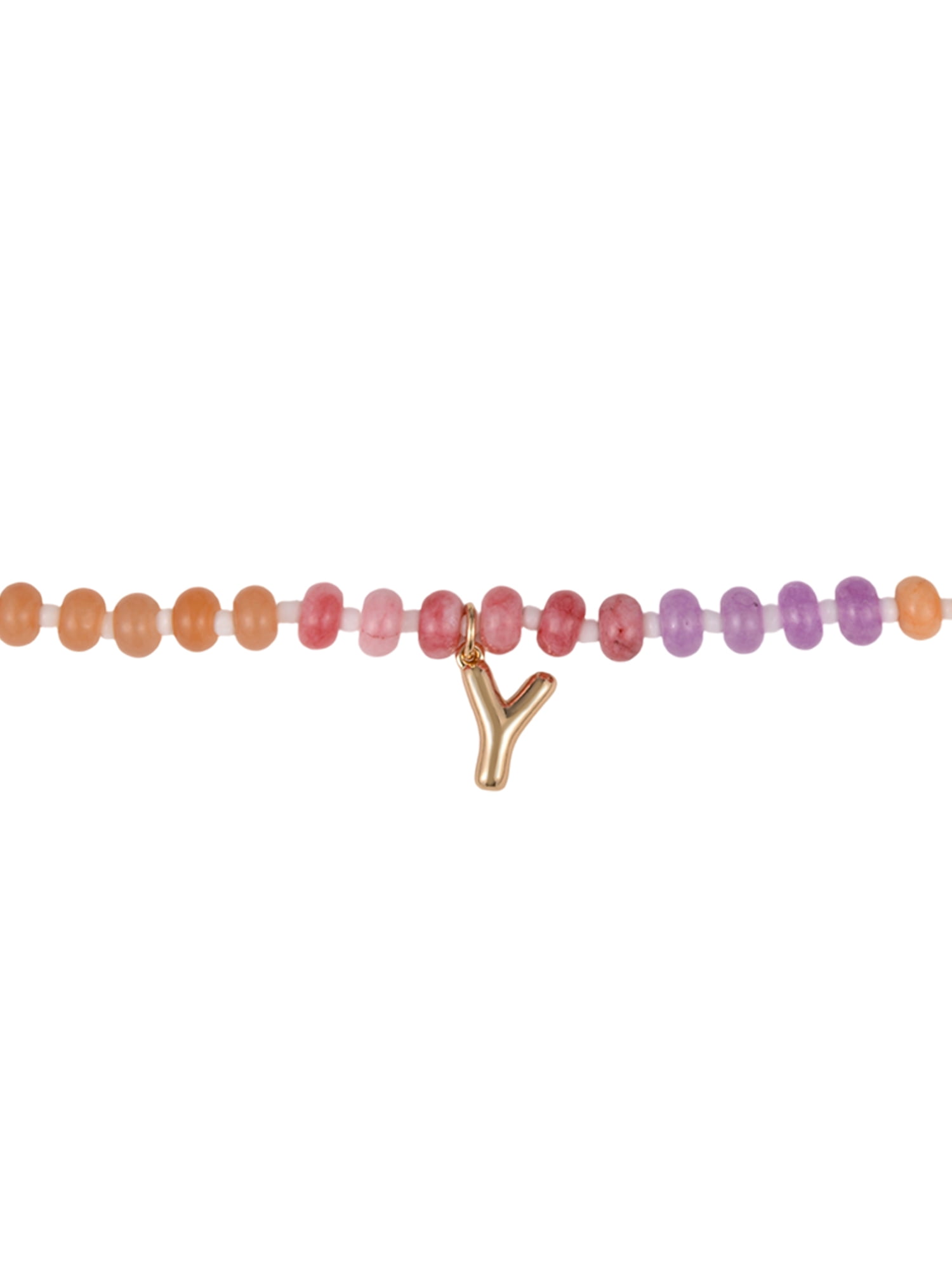 Time and Tru Goldtone Multicolored Bead Initial "Y" Necklace