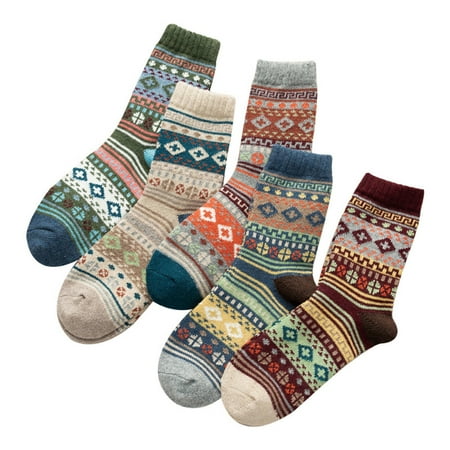 

5 Soft Vintage Knit Socks Socks Cold Pack Warm Wool Womens Socks