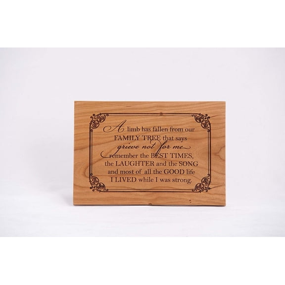 Engraved Memorial Wooden Wall Plaque Limb Has Fallen 6x8