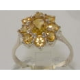 thumbnail image 2 of LBG British Made 14k White Gold Natural Citrine Womens Cluster Ring - 33 size options - Size 11.5, 2 of 6