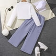 thumbnail image 4 of Pandaie Tween Girls 2 Piece Streetwear Outfit Letter Print Side Drawstring Crop Long Sleeve Top Wide Leg Pocket Cargo Pants Casual Tracksuit Light Purple,10-11 Years, 4 of 8
