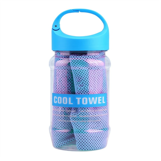 Towel Super Breathable Cooling Effect Towel With Storage Bottle For Sports Gym Workout Light Blue