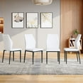 thumbnail image 3 of LUFTUT Modern Dining Chairs Set of 4, White PU Leather Upholstered Kitchen Side Chairs, Ergonomic High-Back Design with Sleek Black Metal Legs, 3 of 8