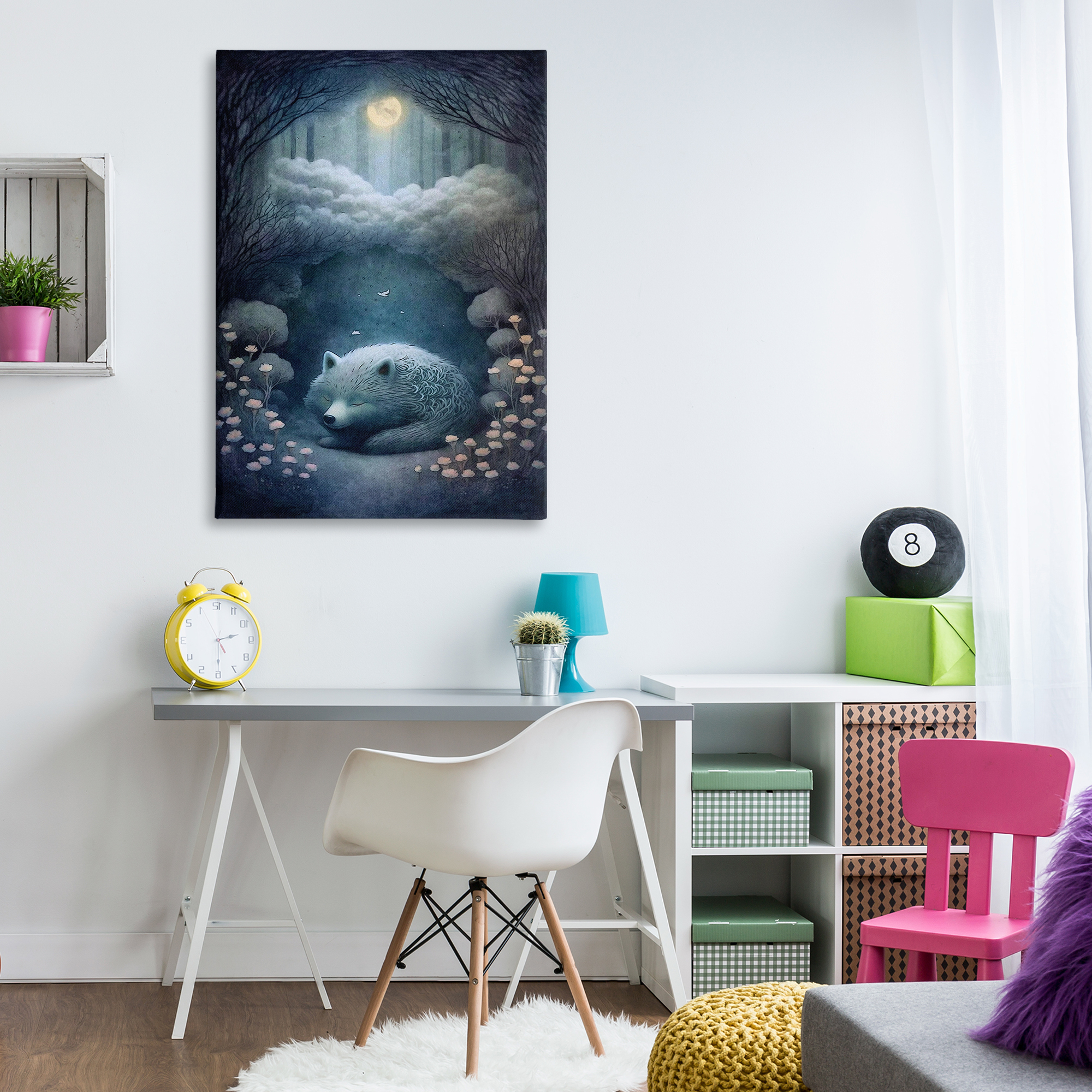 Stupell Industries Mystic White Wolf Landscape Painting Gallery Wrapped Canvas Art Print Wall Art, 30 x 45