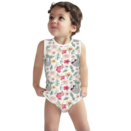 

Vsdgher Cute Cartoon Sloth Print Baby Unisex Baby Cotton Sleeveless Bodysuits Soft and velvety comfortable and breathable