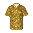 thumbnail image 2 of Picia Gold Glitter Gentle Cotton Regular Fit Short Sleeve Casual Hawaiian Shirt for Men-X-Large, 2 of 9