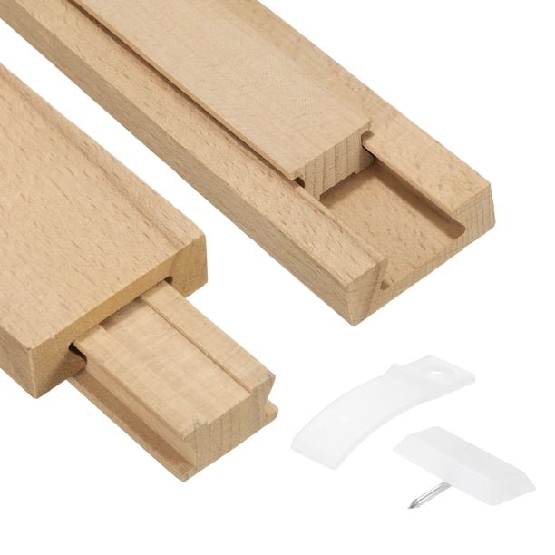 Uxcell 4 Set Correderas de Cajón de Madera, 17-3/4 (45 CM) Guía Central de Madera Clásica con Soporte de Deslizamiento de Plástico, Kit de Reemplazo de Rieles Inferiores de Cajón de Madera