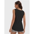 thumbnail image 3 of Women's V-Neck Sleeveless Tunic Top - Loose Fit Casual Tank with Curved Hem, Summer Comfort Wear, 3 of 4