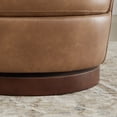 thumbnail image 5 of CHITA Swivel Barrel Accent Chair, Tufted Upholstered Arm Chair with Wood Base for Living Room Bedroom, Faux Leather in Saddle Brown, 5 of 13
