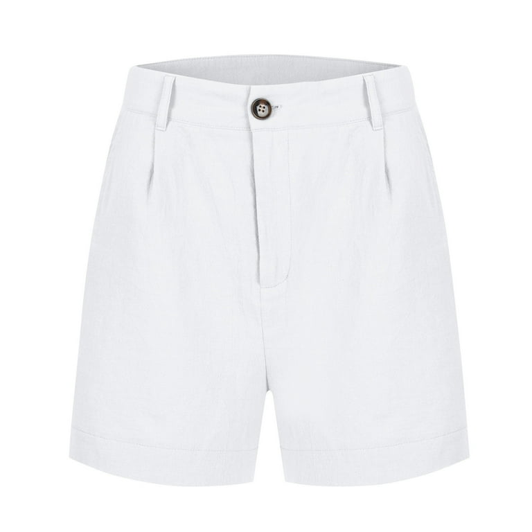 TQWQT White Linen Shorts Women Dressy Casual Chino Shorts High