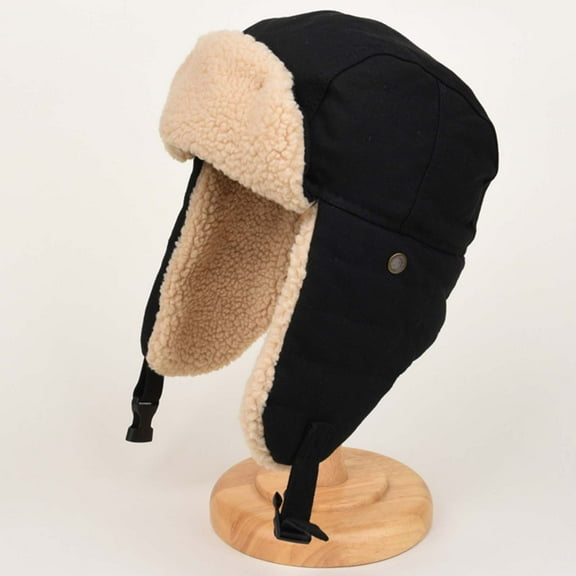 Kalauyu Men Hat Winter Russian Hat with Faux Fur Earflap Hat Windproof for Skiing