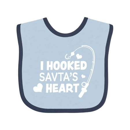 

Inktastic I Hooked Savta s Heart with Fishing Rod Gift Baby Boy or Baby Girl Bib