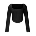 thumbnail image 4 of GigrtiJin 2pc Women Plus Size 3/4 Sleeve Shirt Casual Cotton Linen V-Neck Side Slit Top Fashion Loose Solid Color Blouse, 4 of 7