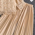 thumbnail image 5 of Summer Bohemian Outfits for Girls Short Sleeve Lapel Lace Button Down Shirts High Waist Pleated Pants Sets Khaki 7-8 Years, 5 of 5