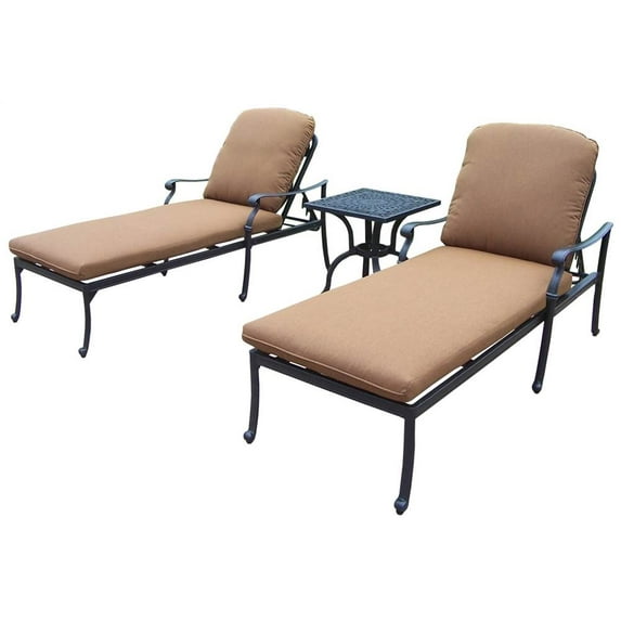 Classic 3-Pc Chaise Lounge Set in Antique Black