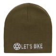 thumbnail image 5 of Let's Bike Embroidered Acrylic Short Beanie - Olive OSFM, 5 of 5