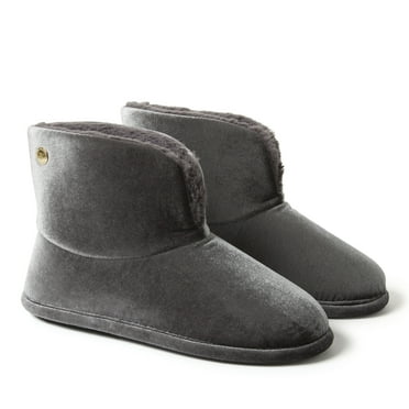 Dearfoams Women's Sara Shiny Velour Bootie House Slipper Boot