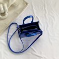 thumbnail image 2 of Bolso de mujer Bolso cuadrado pequeño de moda Bolso de mano sólidos de cuero PU (Azul), 2 of 8