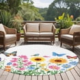 thumbnail image 5 of Country Watercolor Round Area&nbsp;Rug 5ft Florals Sunflower Wildflowers Butterfly Non-Slip&nbsp;Washable Circle Rugs Soft Felt Indoor Floor Mat for Bedroom Kitchen Living Room Bathroom, 5 of 9
