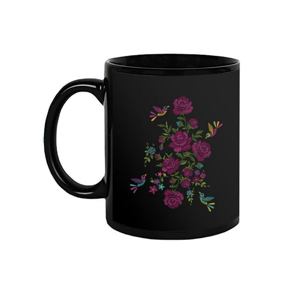 Flowers In Embroidery Style Mug - SPIdeals Designs,