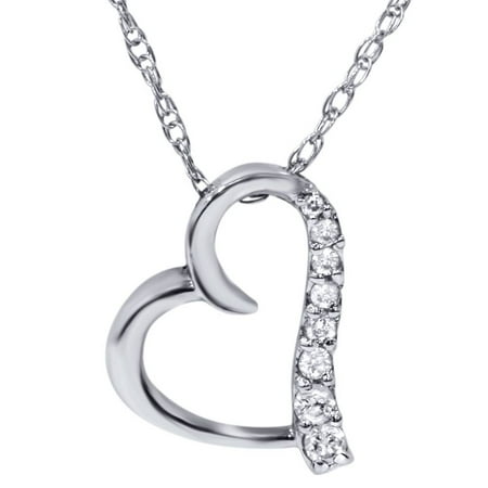 Diamond Heart Shape Pendant 10k White Gold Canada - 10k White Gold Necklace And Pendant