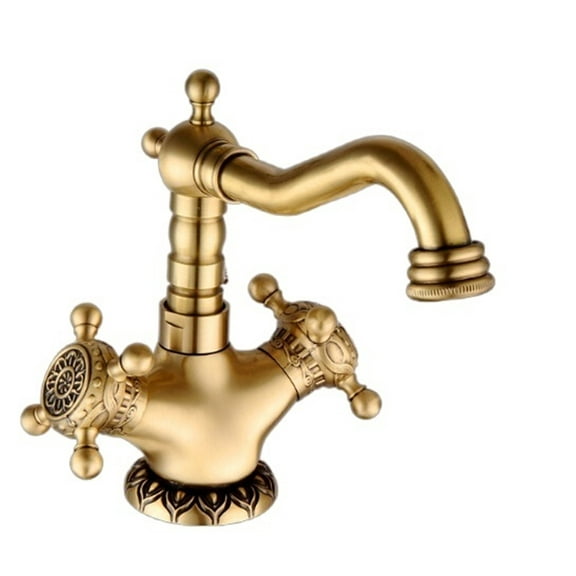 European Style antique carved brass bathroom faucet hot and cold water basin faucet Single Handle sink faucet tap ,360° Swivel Spout