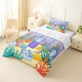 thumbnail image 2 of Manfei Whimsical Axolotl Twin Comforter Sets,Monogrammed H Graphic Bedding Set For Girls,Blue Purple,Colorful Stars Reversible,2 Pieces,1 Comforter and 1 Pillowcase, 2 of 8