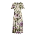 thumbnail image 6 of LWavelet Women's Plus Size Vintage Floral Maxi Dress Short Sleeve Tie Waist Casual Retro Boho Dress with Pockets Black 3XL, 6 of 7