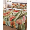 thumbnail image 3 of Quilts Twin Size, Burnt Orange Spring Floral Soft Comforter Bedding Set for Bed, Summer Botanical Tulip Vintage Lightweight Quilted Bedspread with Pillow Cover(2 Pieces) for All Season, 68x86 Inch, 3 of 6