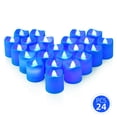 thumbnail image 1 of Simzone Blue LED Tea Lights,Flameless Candles with Flickering Green Light,Battery Operated Green Lights for Saint Patrick's Day Christams Festival Decor,24 Packs, 1 of 8