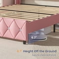 thumbnail image 5 of DreamCurship Full Size Bed Frame, Pink Bed Frame with Headboard and Footboard, Modern Upholstered Bed Frame, Pink, 5 of 6
