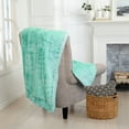 thumbnail image 3 of Home Soft Things Stitching Jacquard Faux Fur Throw - Bleached Aqua - 50" x 70", 3 of 8