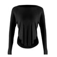 thumbnail image 2 of RongHuan Womens Workout Shirts Long Sleeve Sports Tee Shirt Yoga Running T-Shirt Crew Neck Solid Color Tops, 2 of 5