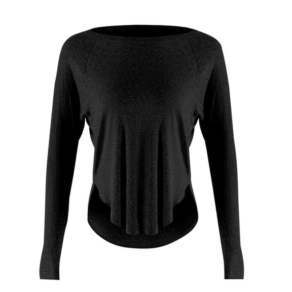 XPMWRP Long Sleeve Workout Tops for Women Hem Loose Crewneck Athletic Gym Shirts Soft Running Yoga Tee Tops Black M