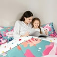 thumbnail image 4 of Manfei Kawaii Salamander Bedding Comforter Set 7 Pieces for Preppy Child,Cartoon Animal Full Bedding Set Lightweight,Pink Blue Fitted Sheet Flat Sheet,Microfiber Bedroom Decor,Reversible, 4 of 8