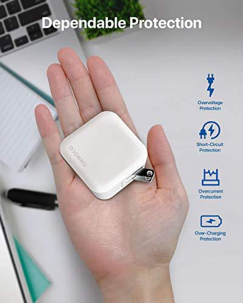 OCOMMO MacBook Pro USB C Charger [GaN Tech] 61W Fast Charging Power Delivery (PD 3.0) Compact Power Adapter with Foldable Plug for iPhone 11, Pro, Max, iPad Pro with Type-C, Samsung (White)
