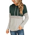 thumbnail image 1 of Women's Color Block Hoodies Fall Long Sleeve Sweatshirt Casual Drawstring Pullover Tops Striped Tunic Shirts, 1 of 5