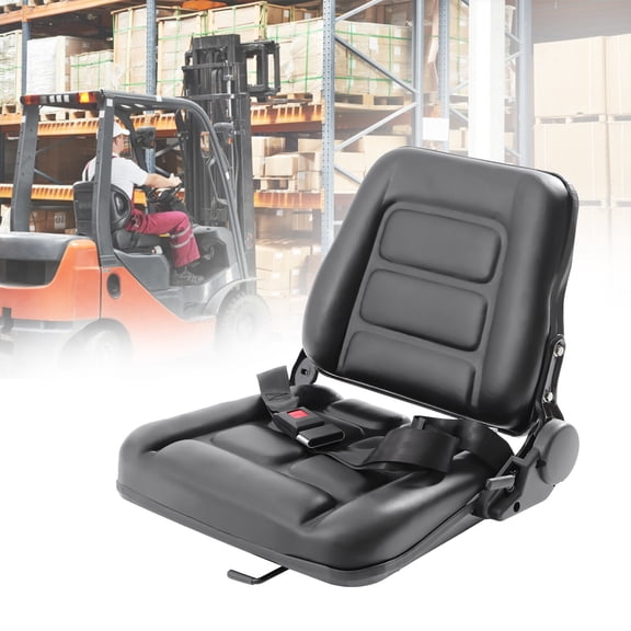 Universal Forklift Seat, PVC & Foam, Adjustable Backrest/Slides, Fits Most Trucks