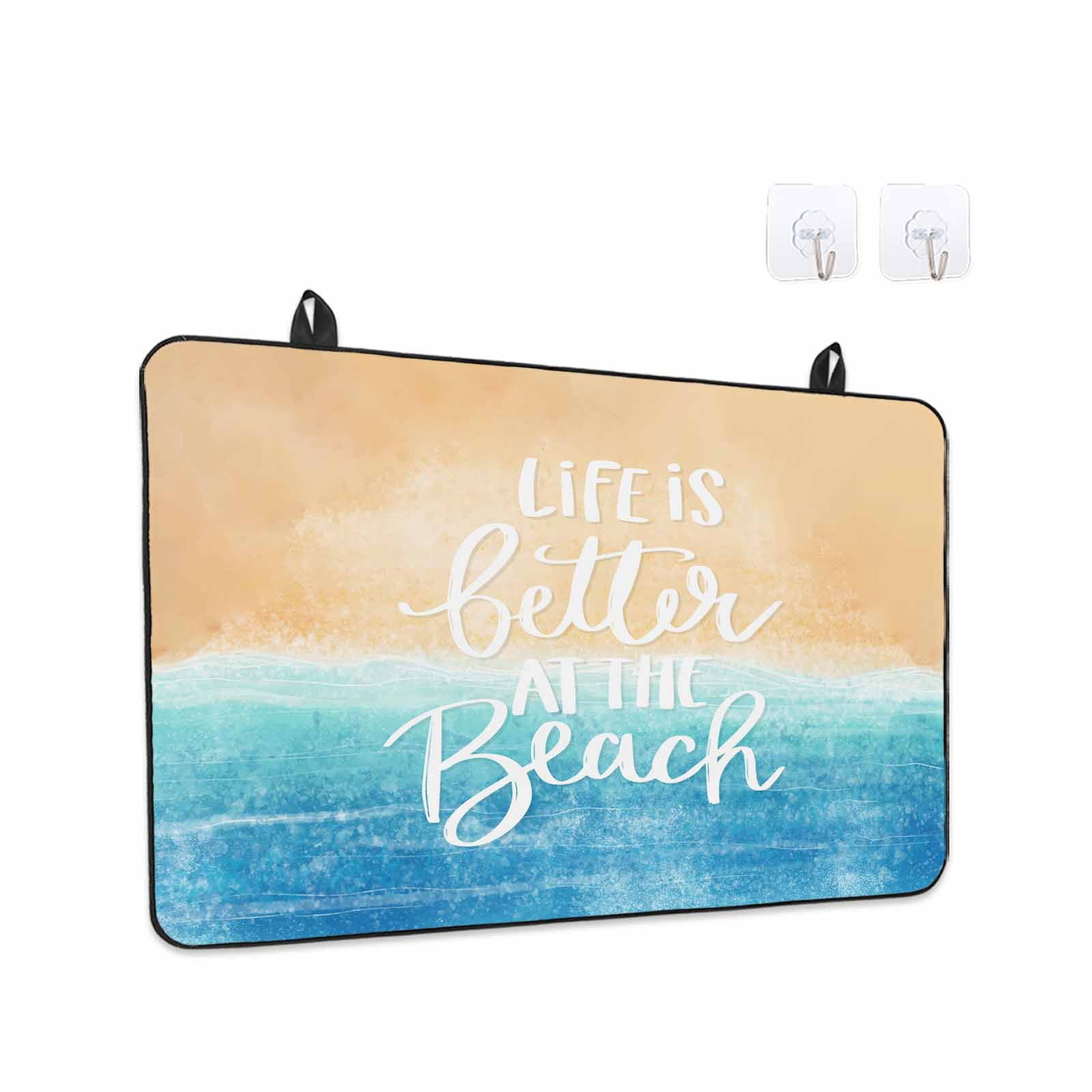 Blue Coastal Stove Top Cover for Electric Stove, Heat-proof & Non Slip Glass Top Stove Cover Protector, Life Is Better At The Beach Beach Kitchen Flat Cooktop Rubber Mat 24x21 Inches