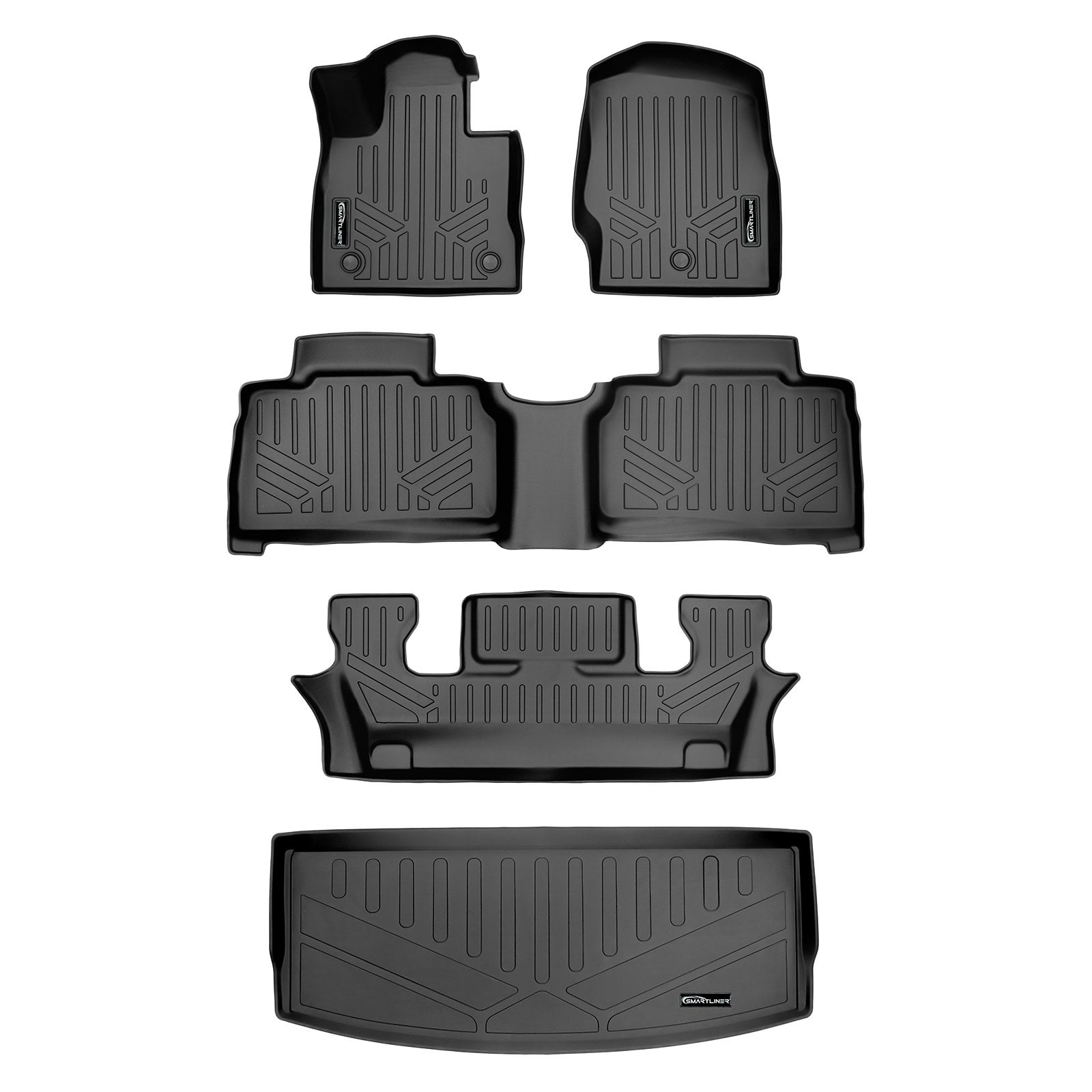 Black Fits 2020-2021 Ford Explorer Only Fits 6 Passenger Models 3 Row Liner Set All Weather Full Set Liners 