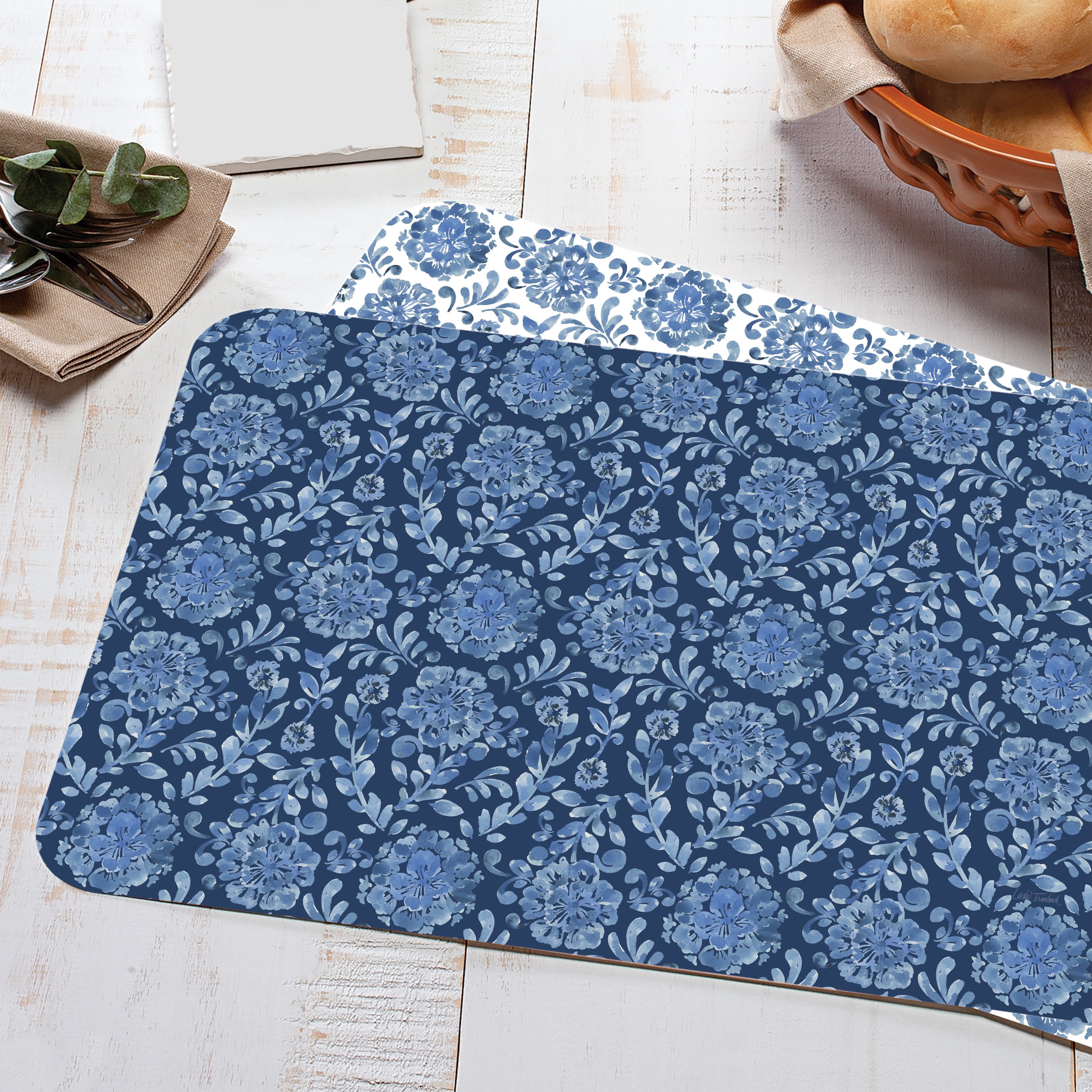 Blue & White Floral Rev Placemat