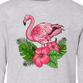 thumbnail image 4 of Inktastic Flamingo with Tropical Flowers Long Sleeve Youth T-Shirt, 4 of 5
