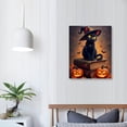 thumbnail image 4 of Vintage Halloween Black Cat and Pumpkin Canvas Wall Art Painting,Gothic Print Pictures for Home Wall Decor Horror Creepy Dark Posters for Living Room Home Halloween Party Decor Framed, 4 of 5