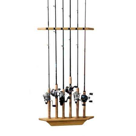 Organized Fishing - 6-Rod Wall Rack, Natural Pine - Walmart.com