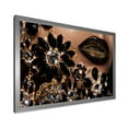 thumbnail image 2 of Designart 'Woman Lips With Golden Jewelry' Modern Framed Art Print, 2 of 4