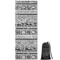 Black Geometric Triangle Diamond Pattern Hot Yoga Mat Towel Non Slip for Hot Yoga - Quick-Drying Yoga Mat Cover with 4 Corner Pockets with Travel Bag - Hot Yoga Towel Non Slip 70"x26"