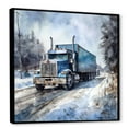 thumbnail image 2 of Designart "Wintry Trailer Truck Allure I" Truck Trailer Floater Framed Wall Art Prints, 2 of 5