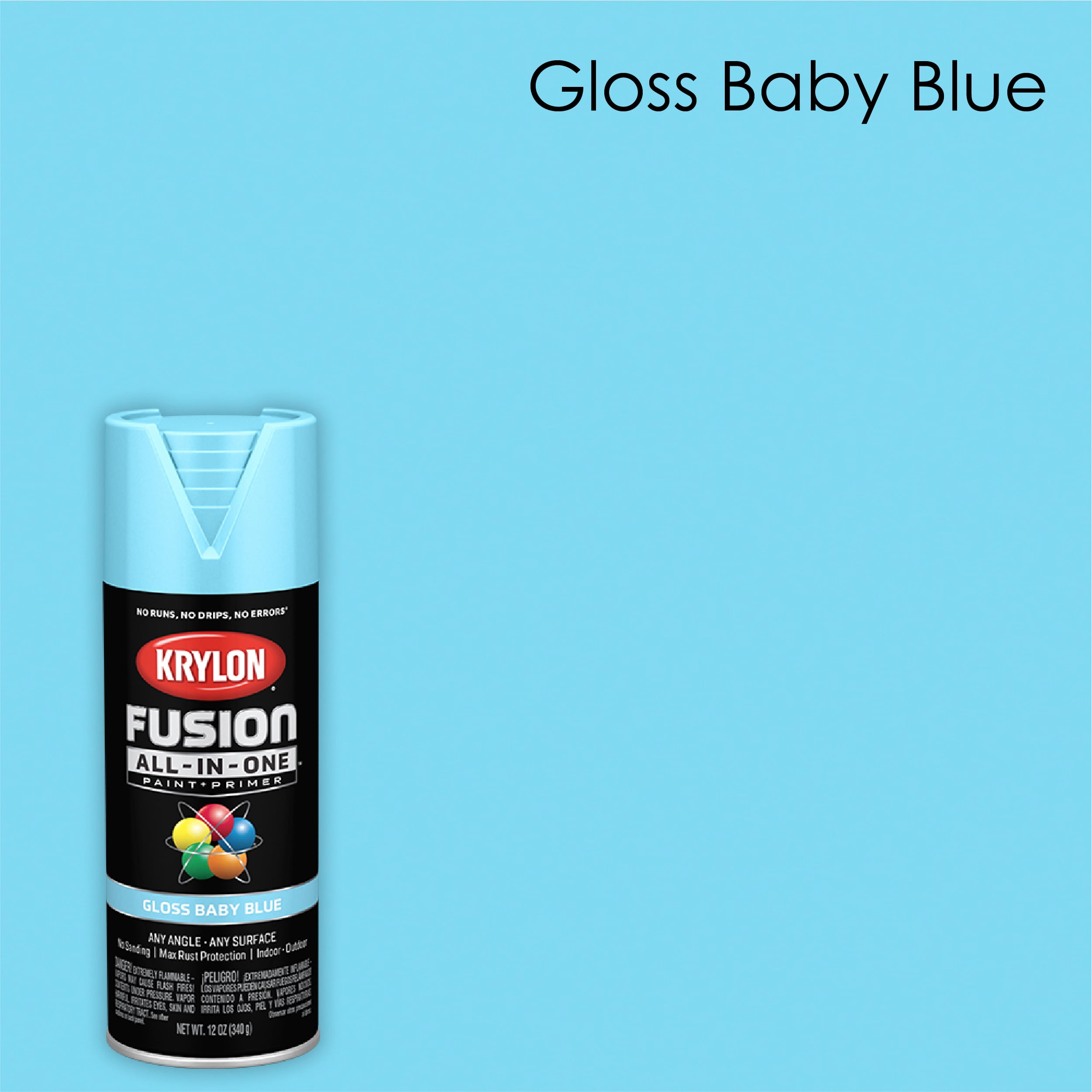 Krylon Fusion All-In-One Spray Paint, Gloss, Baby Blue, 12 oz