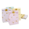 24 Pack of Pastel Party Favor Bags with Gold Foil Star Stickers for Rainbow Birthday Party Supplies (4 Colors, 8.5 in)