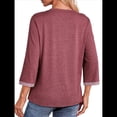 thumbnail image 4 of Camisas de Mujer, Camisetas de Moda con Mangas 3/4, Lindas Blusas Casuales de Cuello Redondo, Blusas Básicas Rojo L, 4 of 6